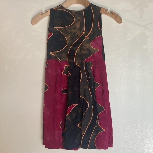 Vintage Bali Moon Kidz Girls Batik Tie Dye Abstract Dress Small 6-7 90's Y2K - Picture 6 of 11